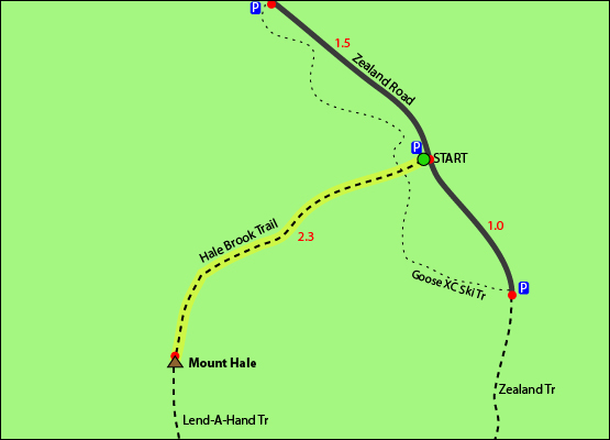 Mount Hale Map, Hale Brook Trail Map, Trail Guide, Trail Map, Zealand Road, Bethlehem, NH Hale Brook Trail Zealand Road Twin Range